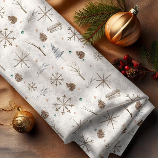 Tissu Boho Twigs & Pinecone Christmas ID986