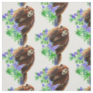 Tissu Bois d'aquarelle, marmotte, marmotte de fond Art a