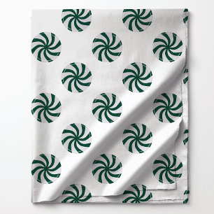 Tissu Bonbon Tourbillon de Menthe Poivrée Vert & Blanc