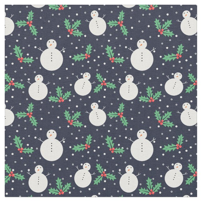 Tissu Bonhommes de neige et motif de gui (Fermer)