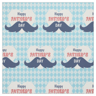 Tissu Bonne Fête des pères Moustache et coeur