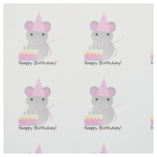 Tissu Bonne Souris de fête d'anniversaire (Échantillon)