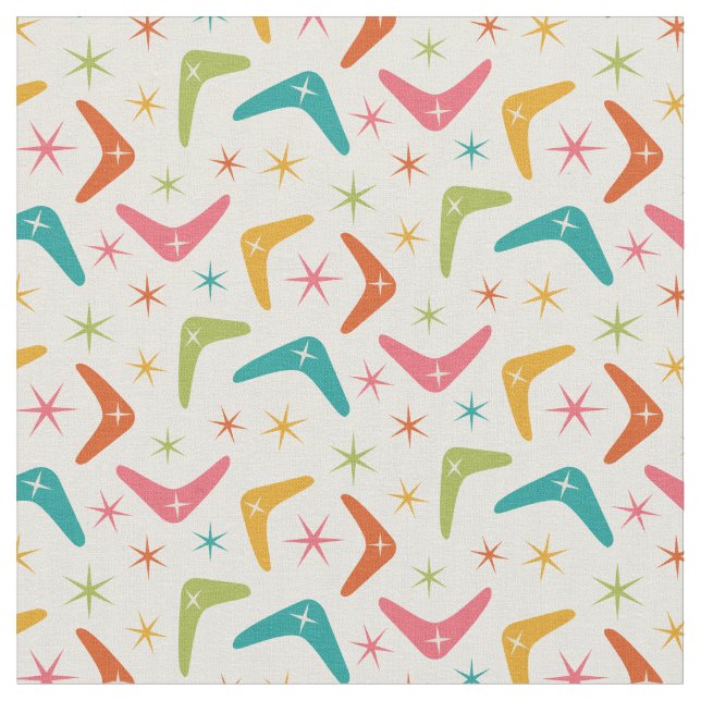Tissu Boomerang milieu du siècle avec explosions stellai (Fermer)