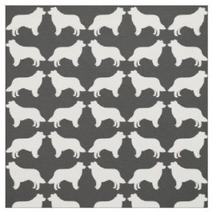 Tissu Bordure Collie Chien race Silhouettes Patternes