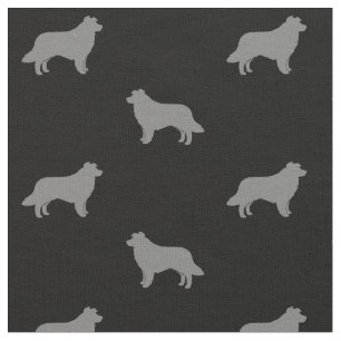 Tissu Bordure Collie Chien race Silhouettes Patternes