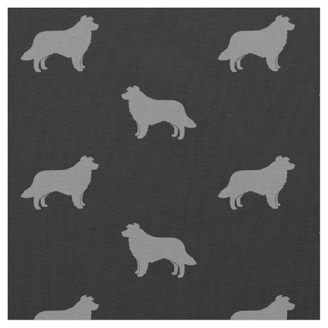 Tissu Bordure Collie Chien race Silhouettes Patternes (Fermer)