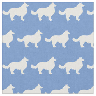 Tissu Bordure Collie Chien Silhouette Animal bleu clair
