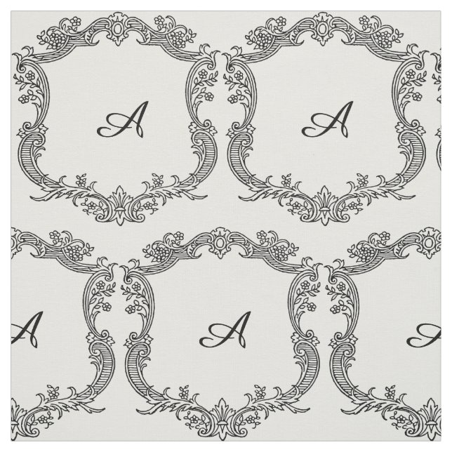 Tissu Bordure florale avec monogramme (Échantillon)