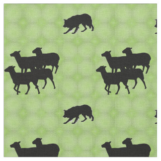 Tissu Bordure Silhouettée Collie Herding Sheep