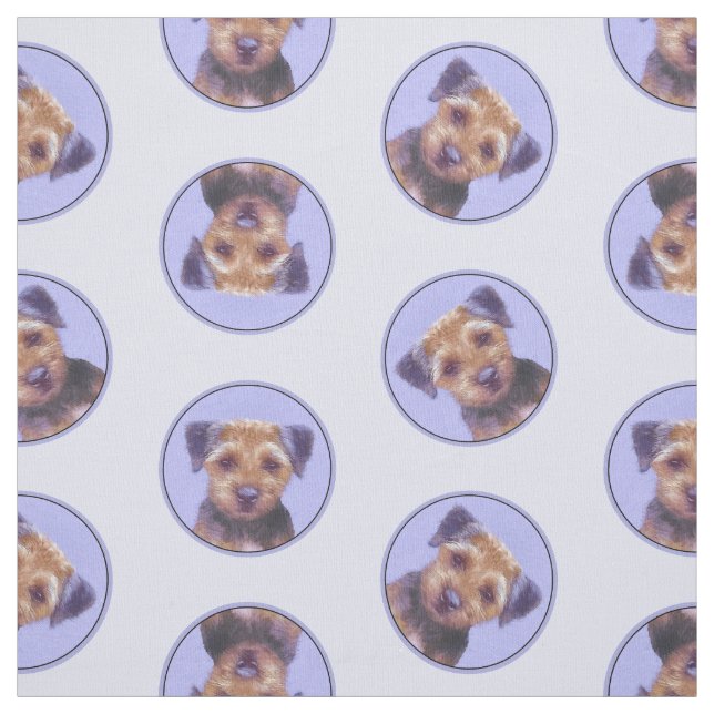 Tissu Bordure Terrier Peinture mignonne Original Animal  (Échantillon)