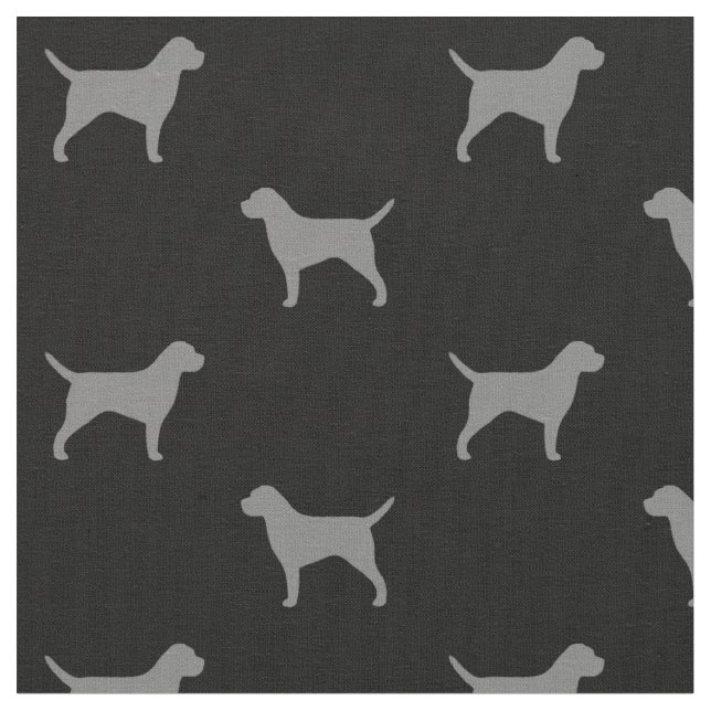 Tissu Bordure Terrier Silhouettes Gris et Noir (Fermer)