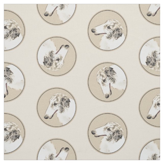 Tissu Borzoi Argent Brindle Peinture Wolfhound Chien Art (Échantillon)