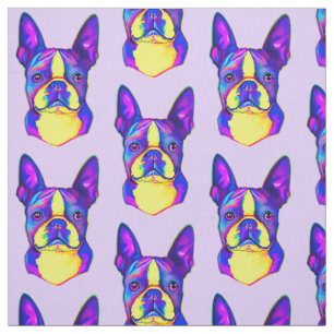 Tissu Boston Terrier aux couleurs