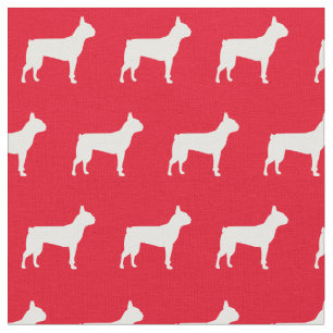 Tissu Boston Terrier Chien Silhouette Animal Rouge