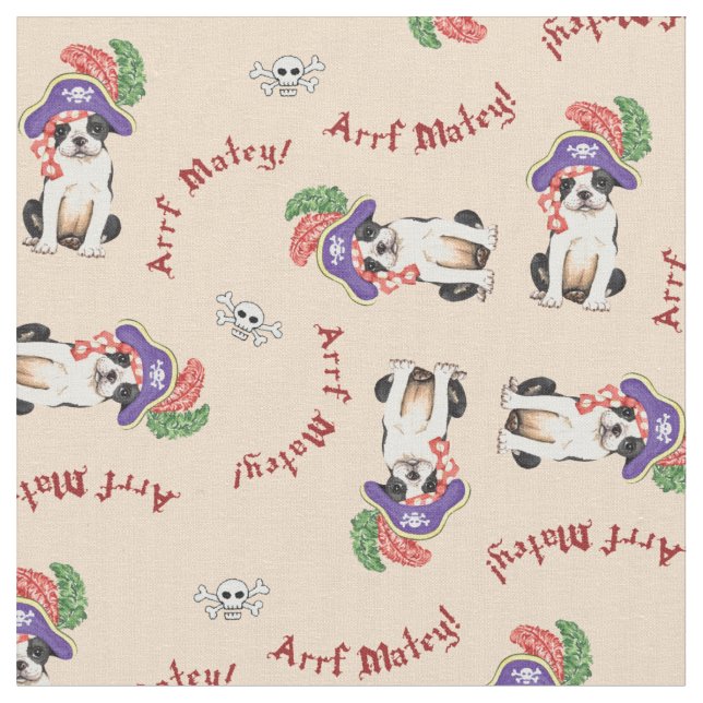 Tissu Boston Terrier Pirate (Fermer)