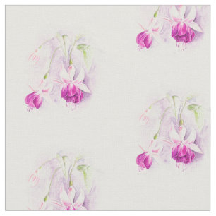 Tissu botanique fuchsia d'aquarelle de rose d'art