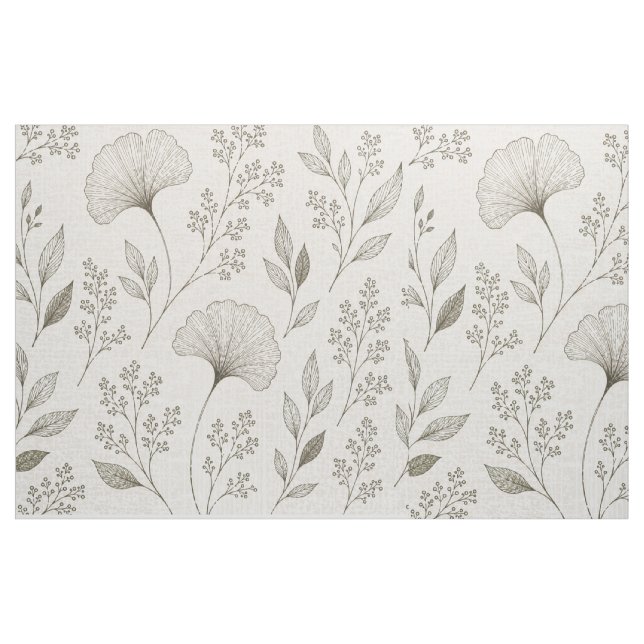 Tissu Botaniques Murmurants | Floral Ginkgo Olive (Yard)