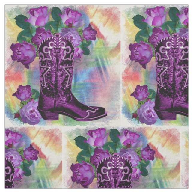 Tissu Bottes de cowboy pourpres occidentales avec le (Échantillon)