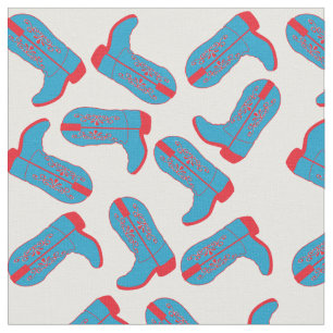 Tissu Bottes de cowboy rouges et bleues sur tout arrièr