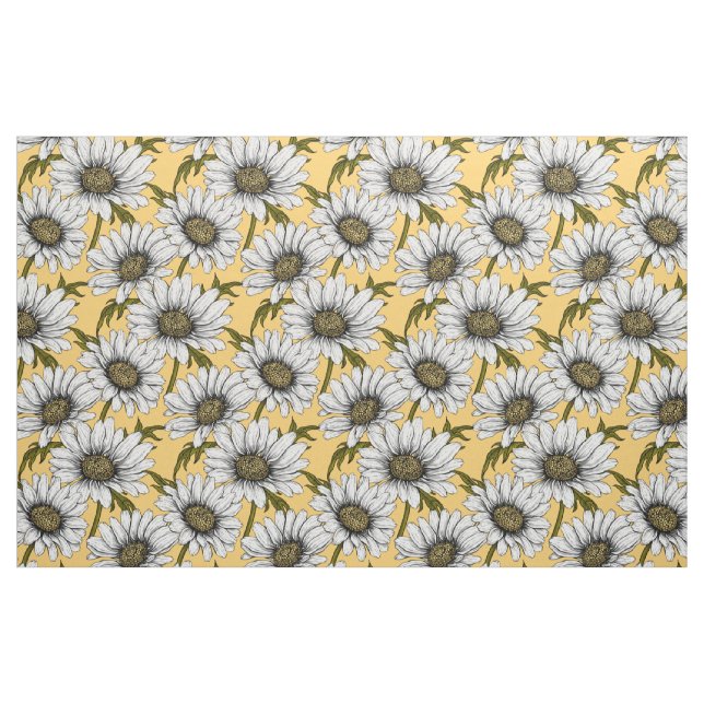 Tissu Bouches blanches, fleurs sauvages sur jaune (Fat Quarter)
