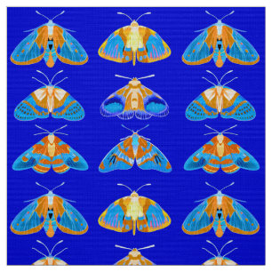 Tissu Bouches en bleu foncé, orange et turquoise