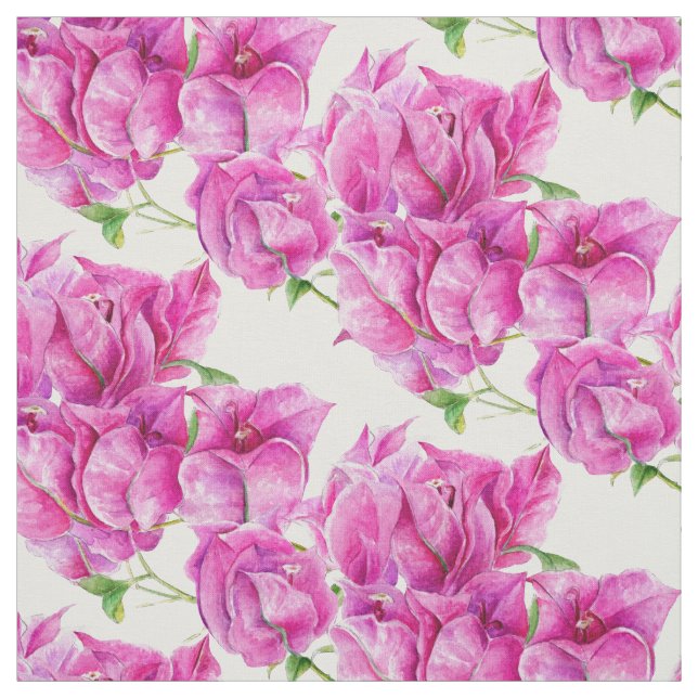 Tissu Bougainvilliers à fleurs roses aquarelle motif (Échantillon)