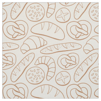 Tissu Boulangerie Dessins à la Main Bretzel Croissant