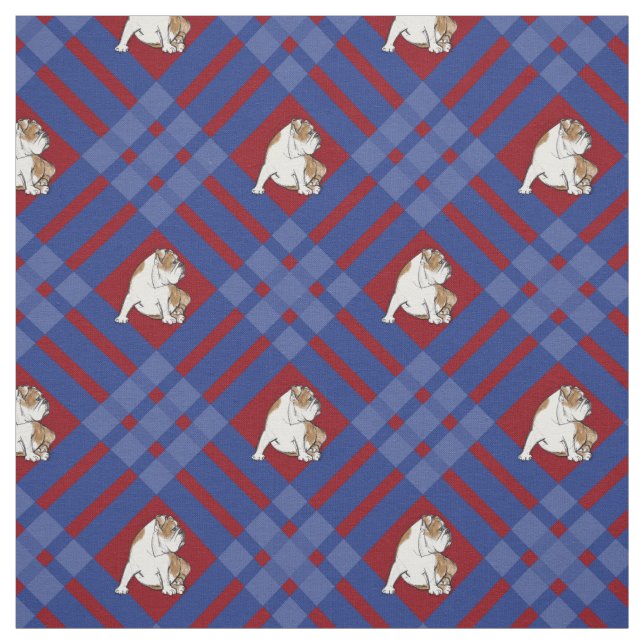 Tissu Bouledogue bleu de plaid (Échantillon)