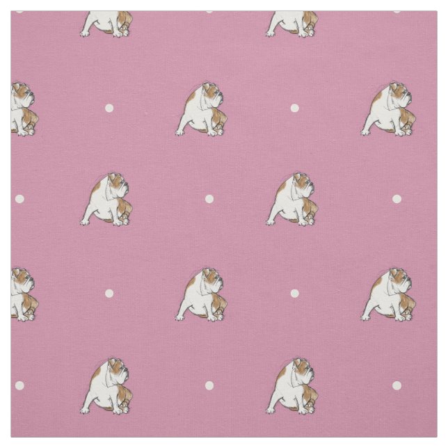 Tissu Bouledogue de point de polka (Échantillon)