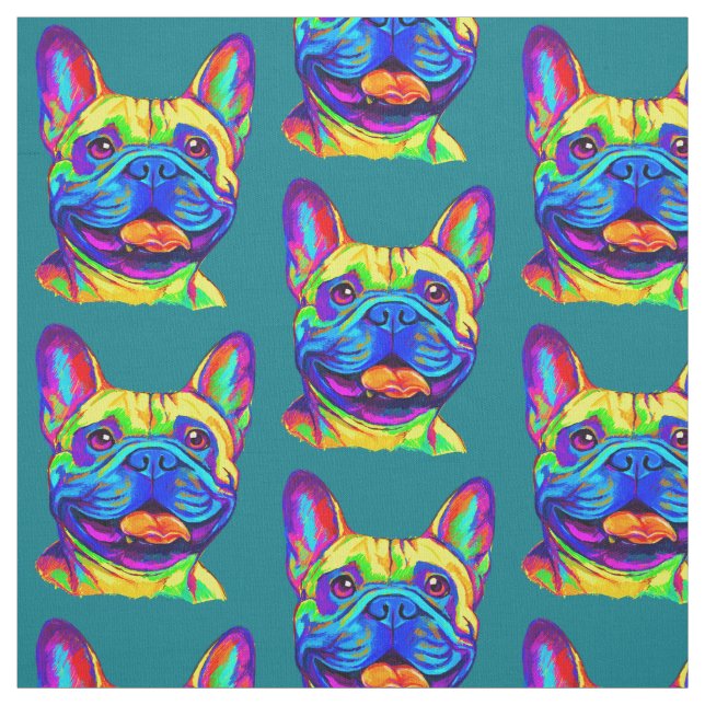 Tissu Bouledogue français en couleurs (Échantillon)