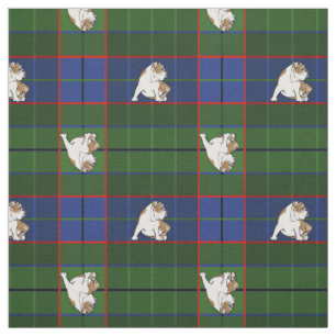 Tissu Bouledogue vert de tartan