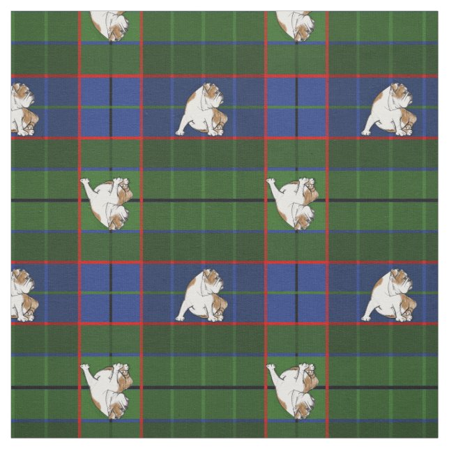 Tissu Bouledogue vert de tartan (Échantillon)