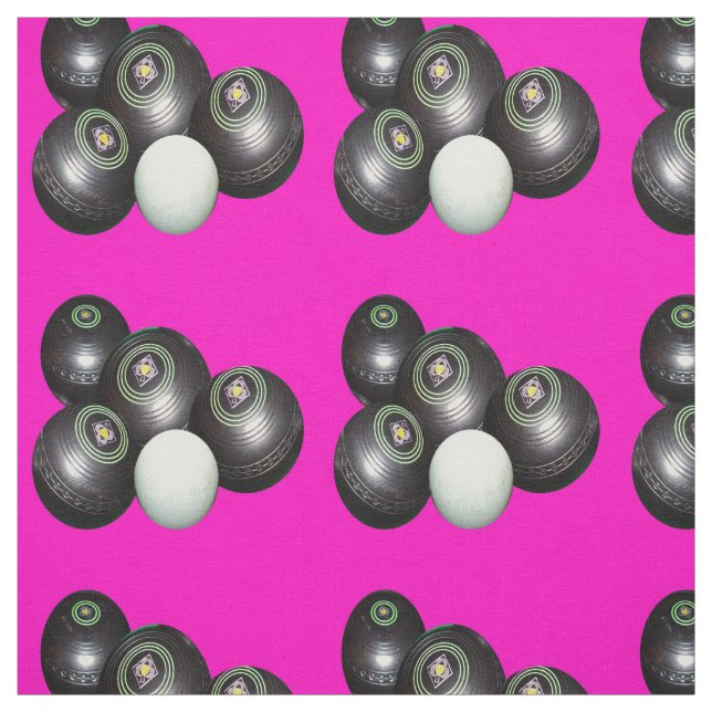 Tissu Boules De Pelouse Noire Sur Rose Chaud, (Échantillon)