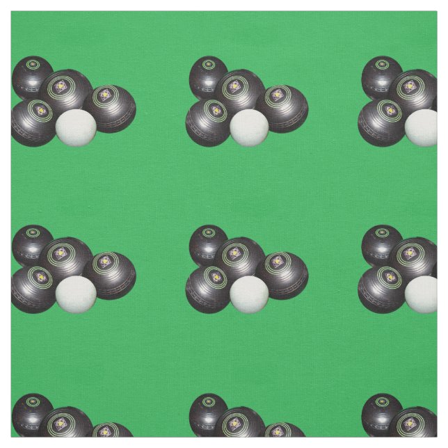 Tissu Boules De Pelouse Noire Sur Vert, (Échantillon)