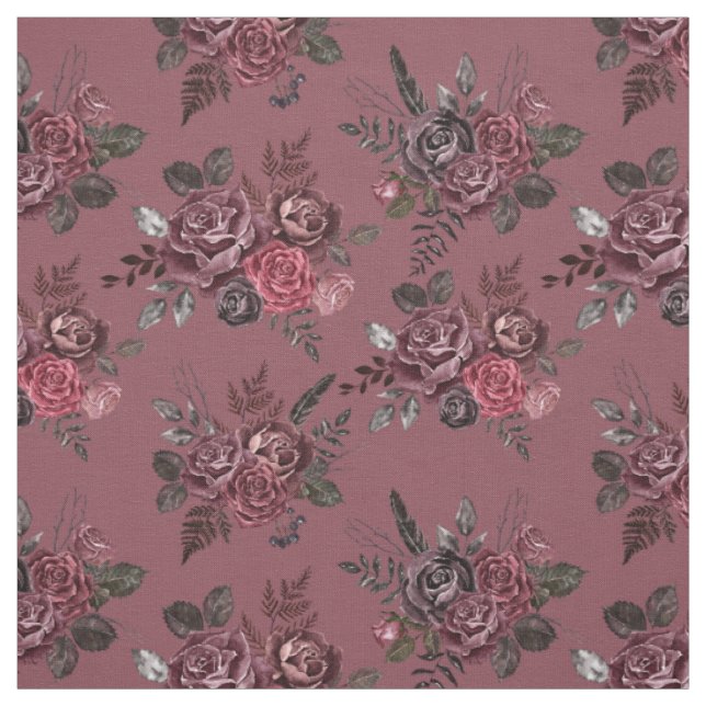Tissu Bouquet de fleurs de Bourgogne sur Deep Pruce (Échantillon)