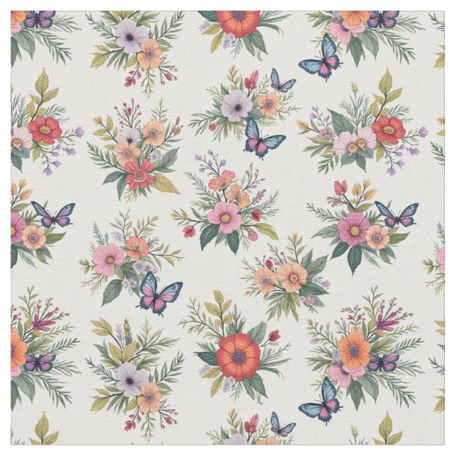 Tissu Bouquets and Butterflies (Fermer)