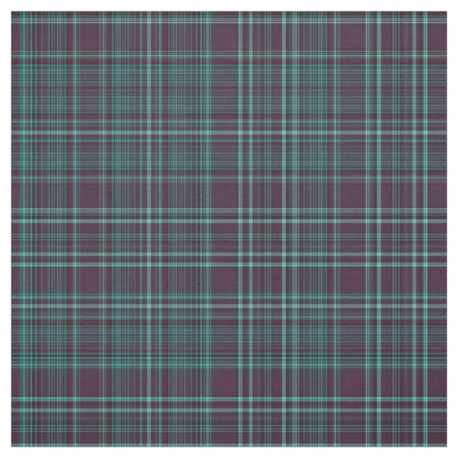 Tissu Bourgogne et plaid turquoise (Échantillon)