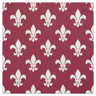 Tissu Bourgogne, Motif White Fleur De Lis