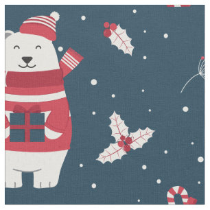 Tissu Bours polaires de Noël mignons Balayage rouge Casq