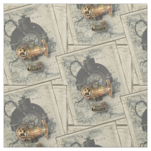 Tissu Boussole vintage de dirigeable de Steampunk et