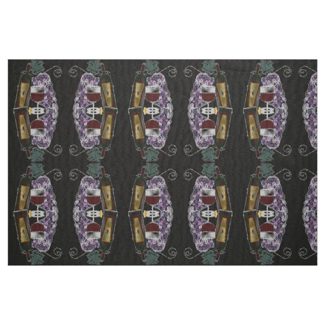 Tissu Bouteille de vin et raisins (Fat Quarter)