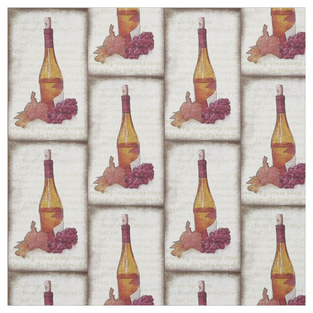 Tissu Bouteille de vin vintage (Échantillon)
