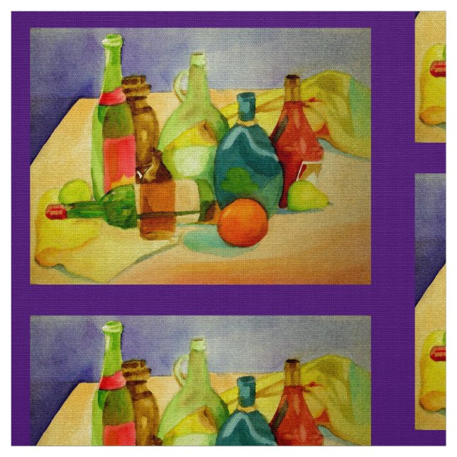 Tissu Bouteilles aquarelles (Échantillon)
