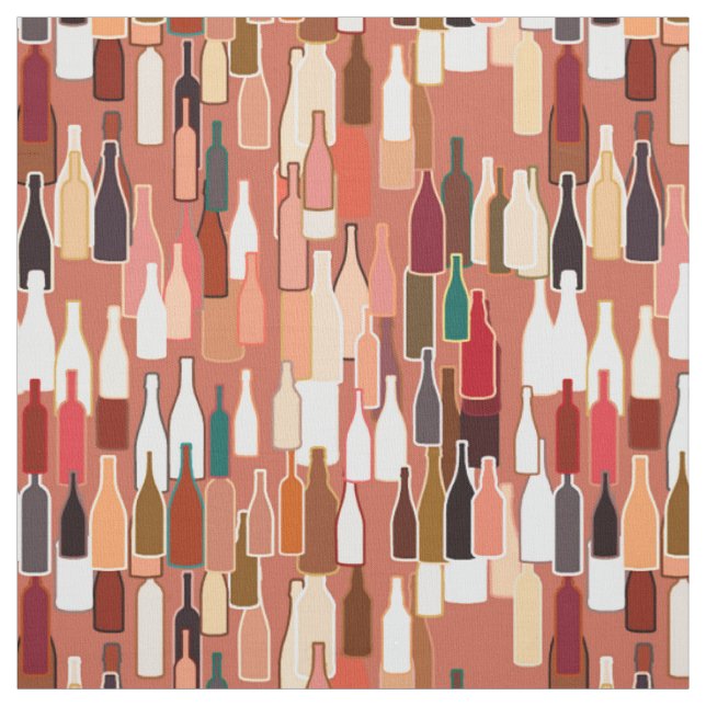 Tissu Bouteilles de vin, couleurs de terre, arrière - (Échantillon)