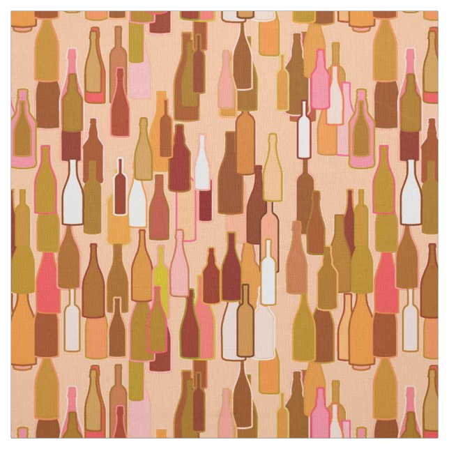 Tissu Bouteilles de vin, couleurs de terre, arrière - pl (Échantillon)