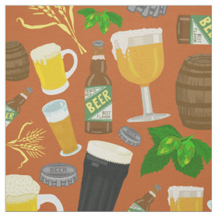 Tissu Bouteilles en verre de bière et Motif d'orge Orang