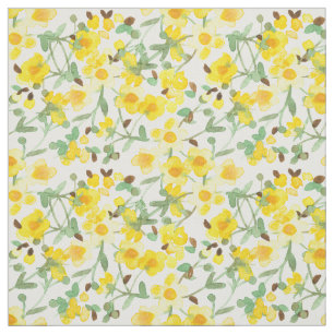 Tissu Bouteilles Jaunes Fleurs Aquarelle Robe Chambre