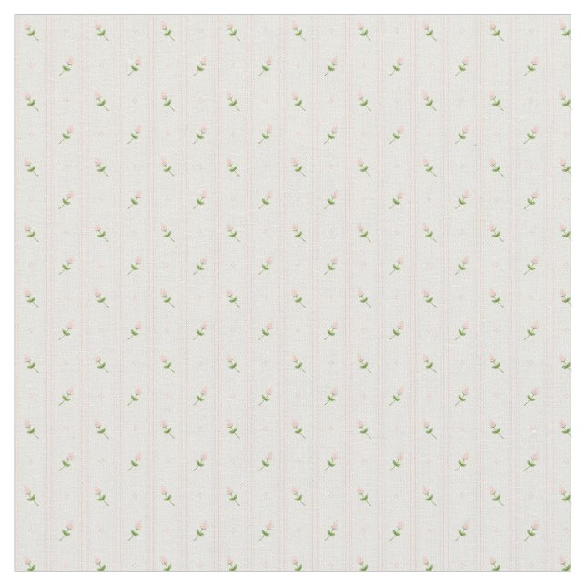 Tissu Boutons de rose roses avec des rayures (Fermer)