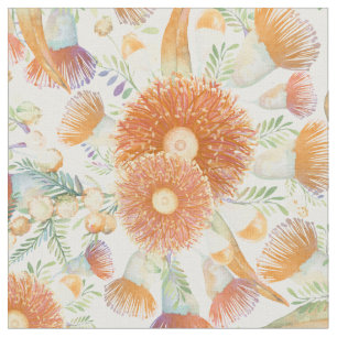 Tissu Bovins brûlés au soleil et fleurs d'eucalyptus