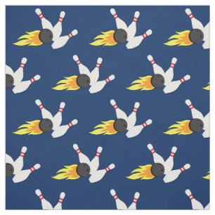Tissu Bowling Balls et Flammes Pins Sports